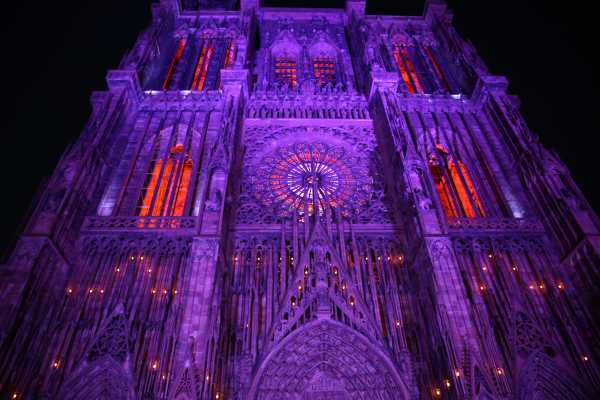 Group trip 2016 Strasbourg illuminated cathedrale